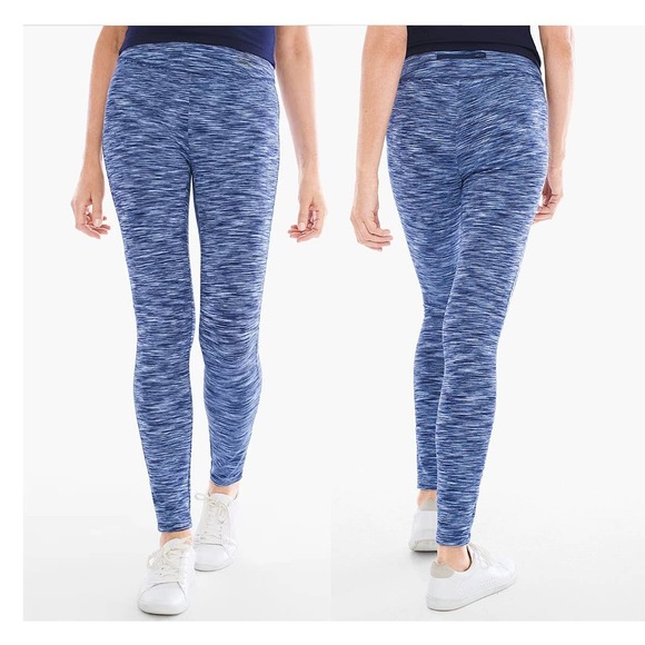 Zenergy Pants - Zenergy By Chicos Women's Blue Space Dye Yoga Ankle Leggings Size 1/ Medium